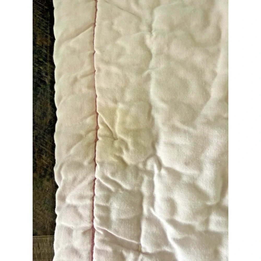 Quilt Flannel Hand Quilted Embroidered Baby Blanket‎ Cotton Bunny Vtg 52 
